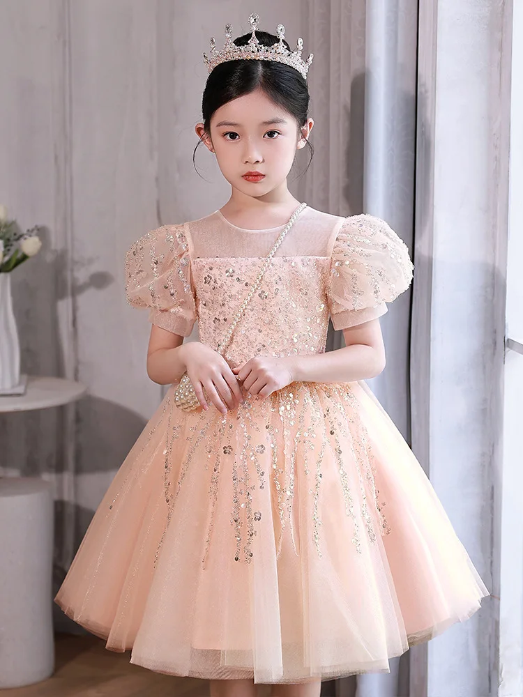 Dresses for Christmas Girls Luxury Evening Dress 2024 for Kids Girl Children Princess Sequins Ball Gown Infants Birthday Costume