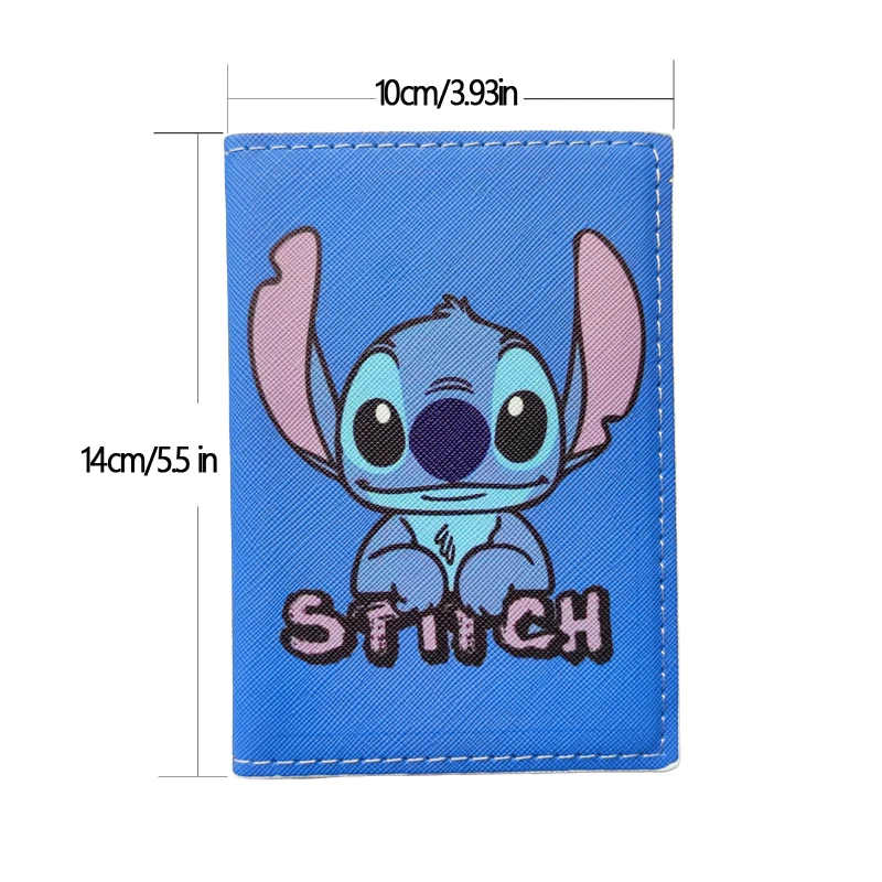 Disney Stitch Boys Passport Cover  Leather Travel Passport Holder For Men Function Business Card Case with 3 card holder