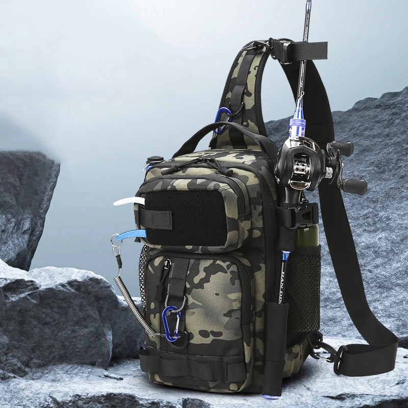 

Fishing Lure Chest Bag Multifunctional Tackle Camo Tactical Single Shoulder Crossbody Backpack Equipment Fishing Gear Pole Bags