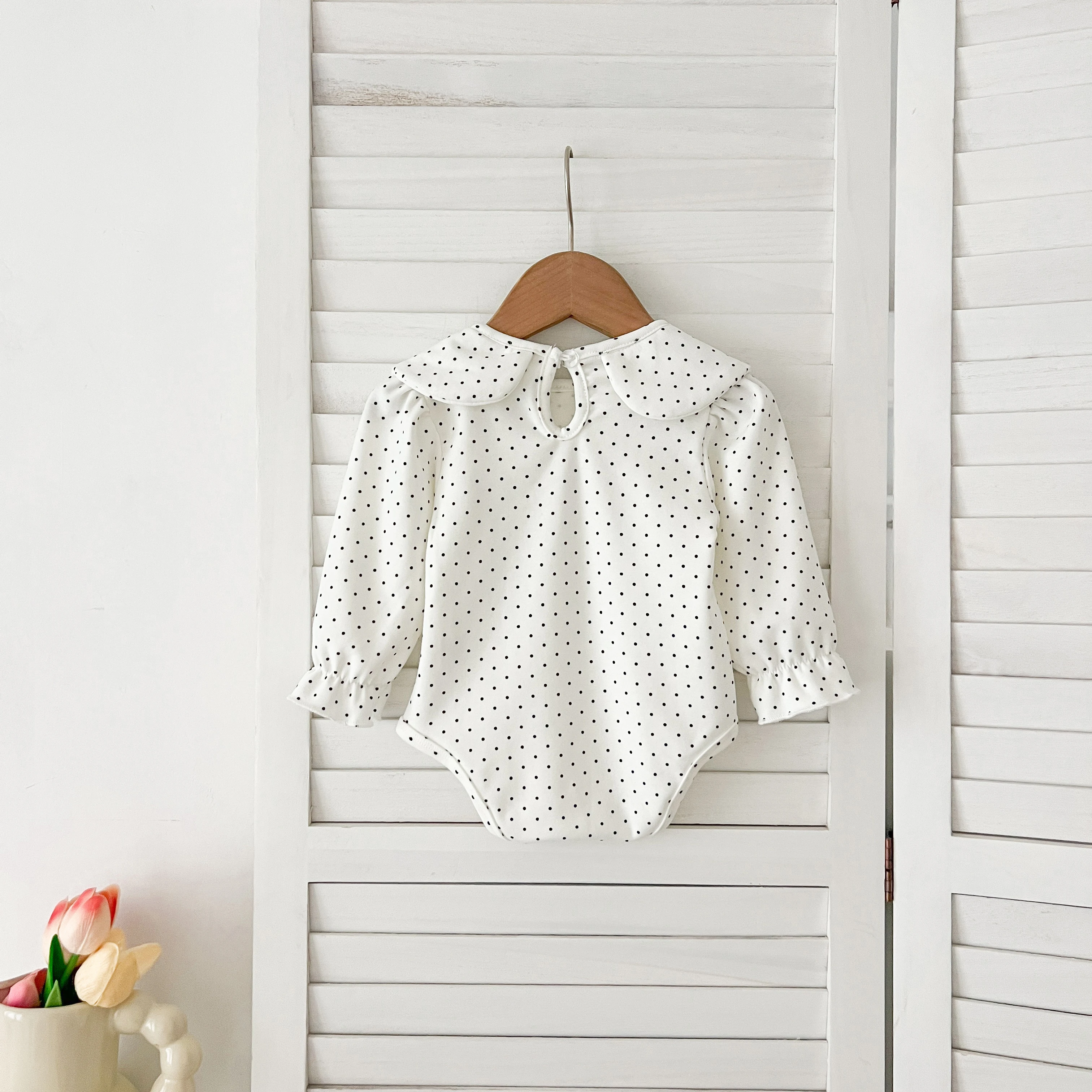 Herbst 0-24M Baby Mädchen Kleidung Kleinkind Baby Jungen Mädchen Strampler Weiß Infant Baby Mädchen Overall Frühling blume Punkte Baumwolle Strampler – Detail 2