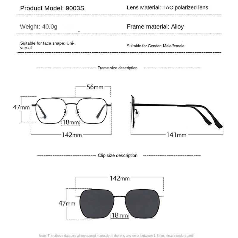 KIZN 3 in 1 여성용 변색 자석 편광 근시 선글라스 2025 신제품 남성 맞춤 광학 안경 큰 프레임 -0.5 ~ -6.0