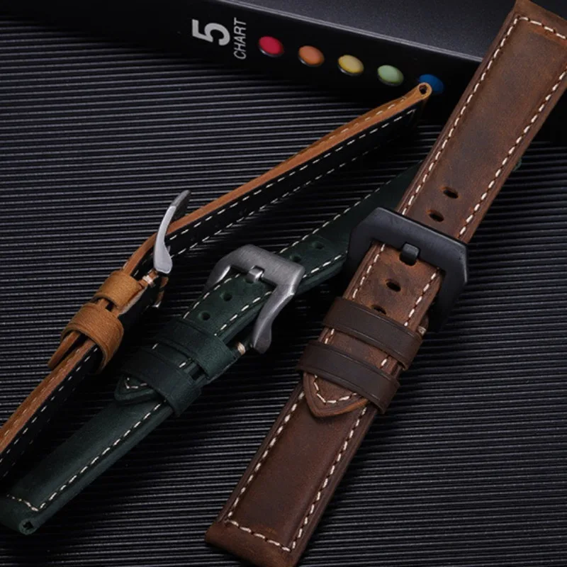 Genuine Leather Watch Band for Panerai High Quality Cowhide Crazy Horse Strap Men Sport Bracelet Watchband 20mm 22mm 24mm 26mm