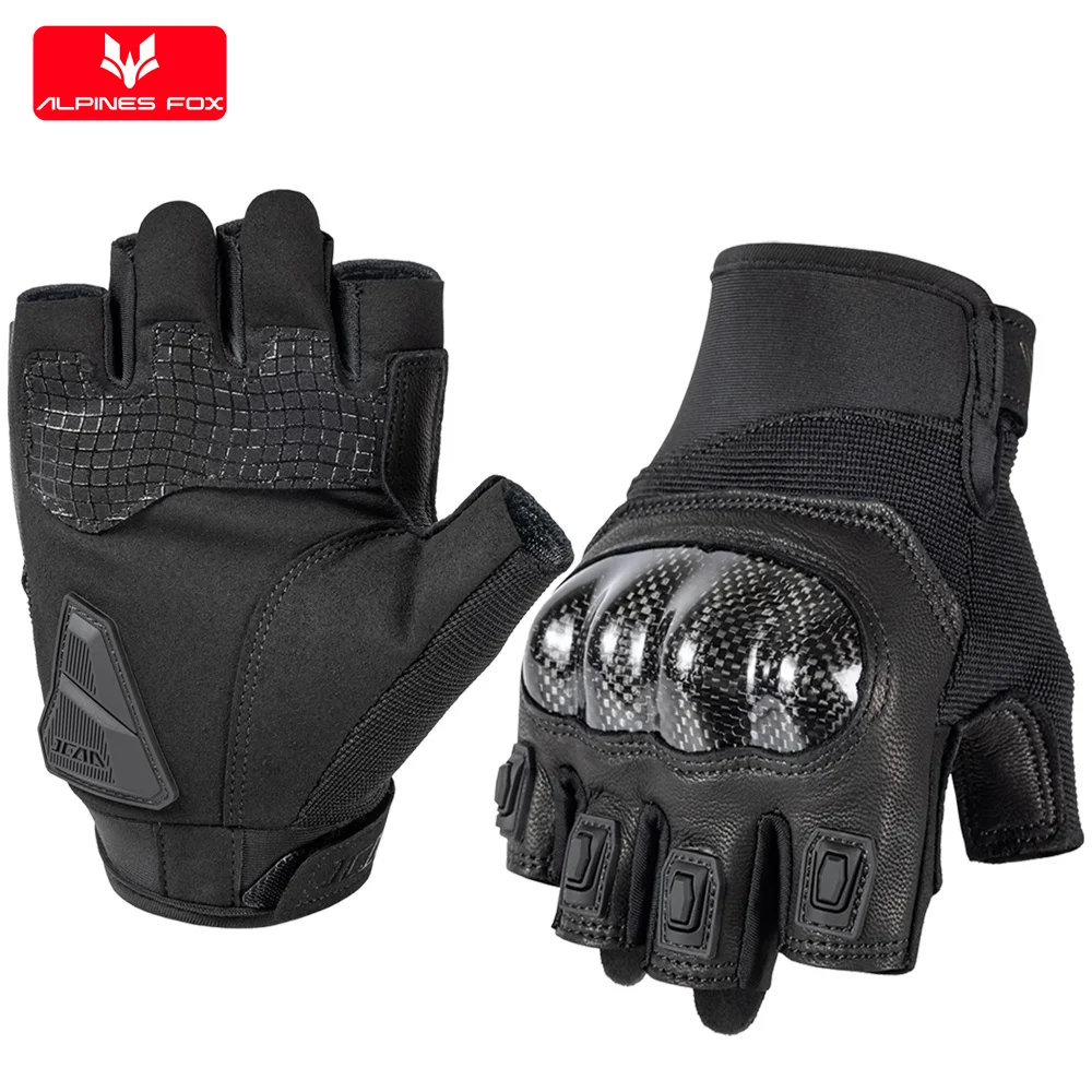 

Men's Retro Half Finger Cycling Gloves Carbon Fiber Shell Protective Outdoor Sports Motorcycle Bike Gloves for Women