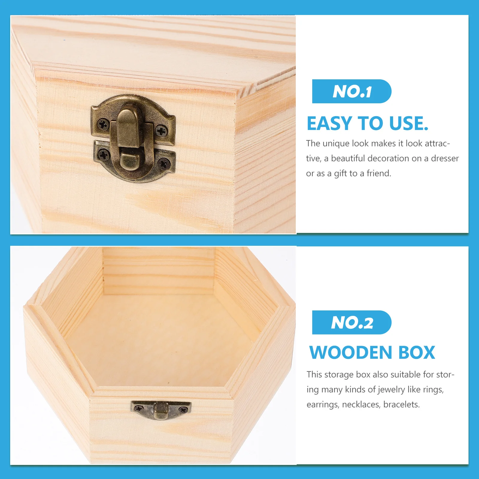 صندوق مجوهرات خشبي منظم حلية مزخرف ريفي هيكل بسيط سهل الفتح وإغلاق صندوق تخزين المجوهرات منظم تذكار