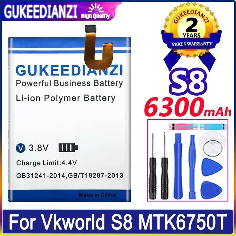 Аккумулятор для телефона 6300 мАч для Vkworld S8 5,99 дюймов FHD полноэкранный смартфон 4G бесплатные инструменты Аккумулятор для телефона 6300 мАч для Vkworld S8 5,99 дюймов FHD полноэкранный смартфон 4G бесплатные инструменты