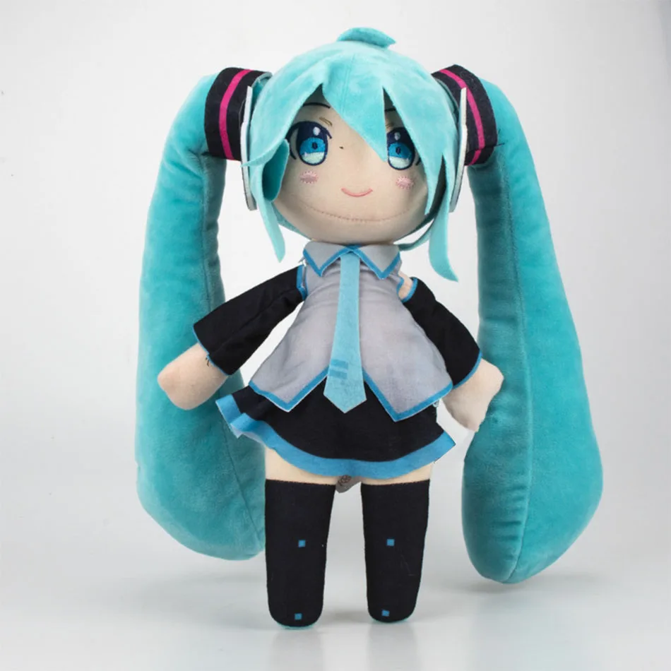 Adorable Hatsune Miku Plush  Fluffy Anime Stuffed Doll with Signature Pigtails  Cuddly Figure for Collectors & Gift Giving