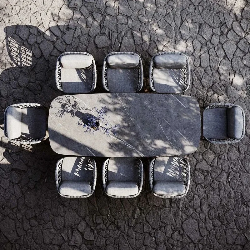 مجموعة طاولة وكرسي خارجي، فناء خارجي، فيلا حديقة، تراس، روطان ترفيهي