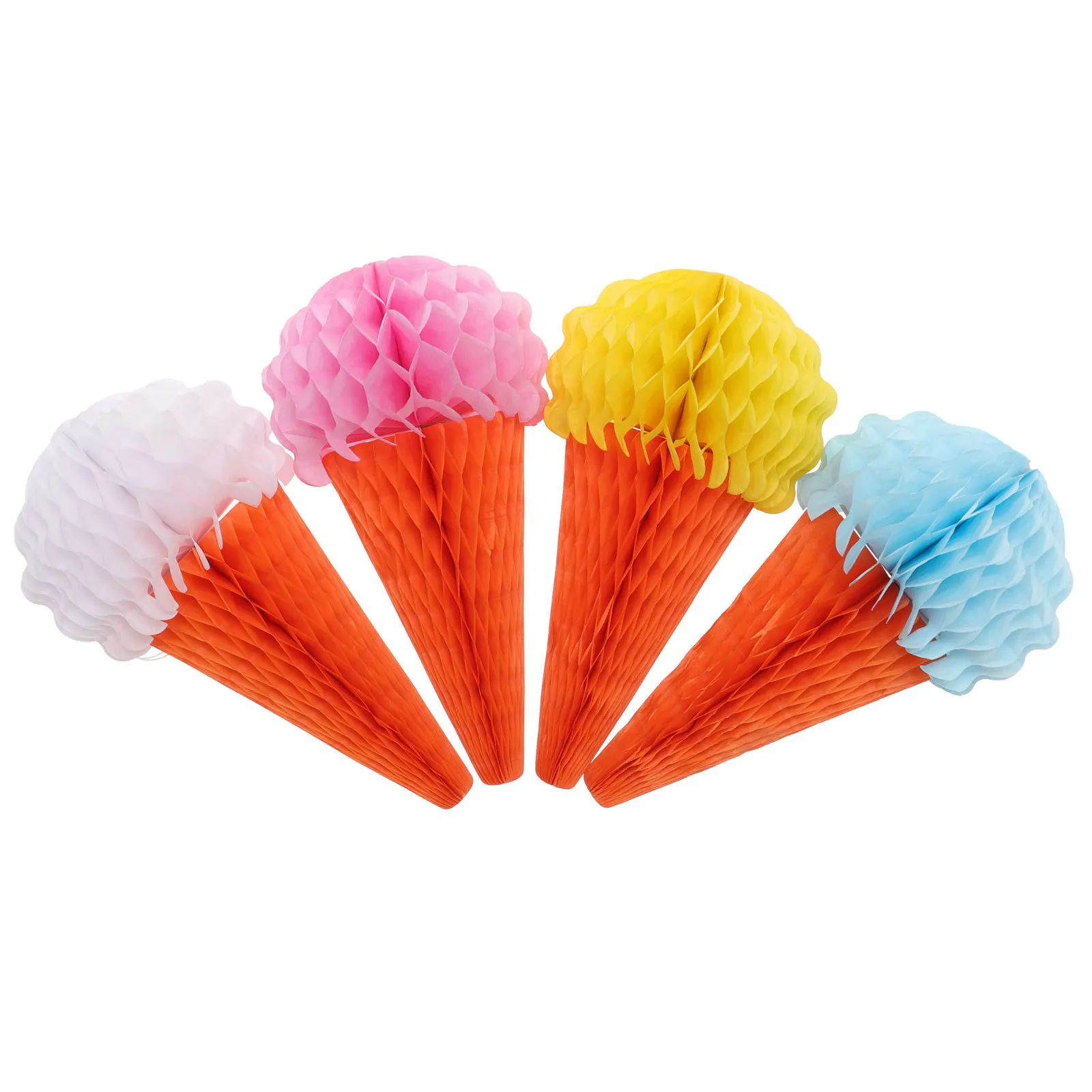 4 قطعة ورقة الآيس كريم العسل الكرة شنقا الديكور للحزب مهرجان الصيف الاحتفال شجرة المنزل ديكور الآيس كريم العسل