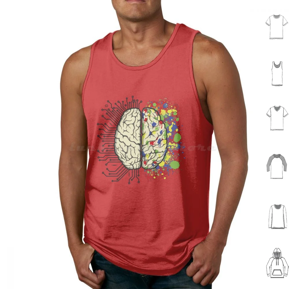 Cpu Brain Tank Tops Vest Sleeveless Brain Human Cpu Chip Heart Circuit Electrical Electronic Colour Color Colorful Artistic