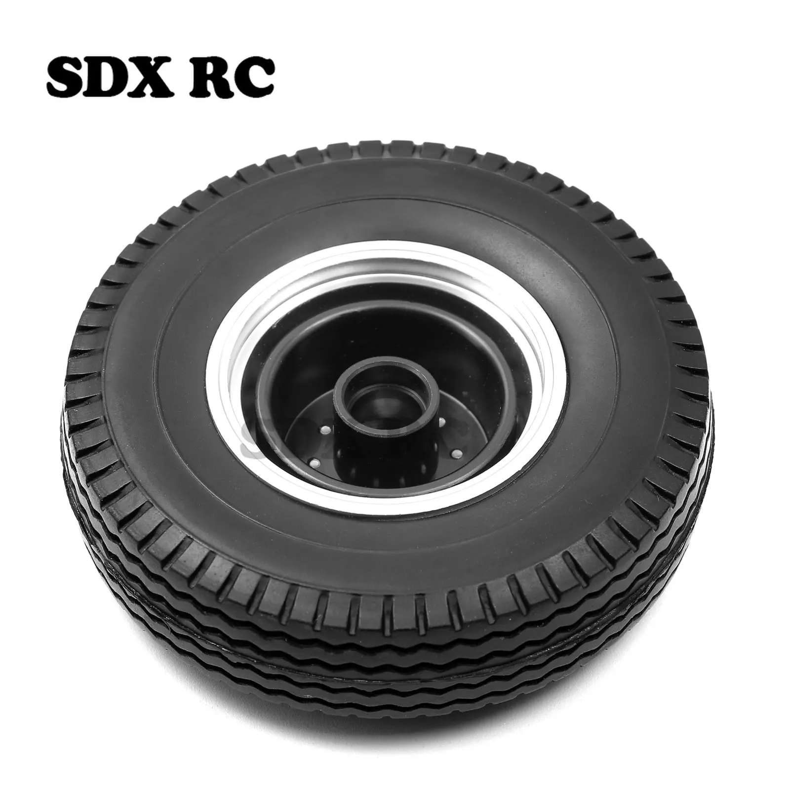 2 pcs Tamiya Wheel Tires Complete Set Metal Front  Wheel Hub Rubber Tyre for 1/14th RC Tractor Truck Car Parts