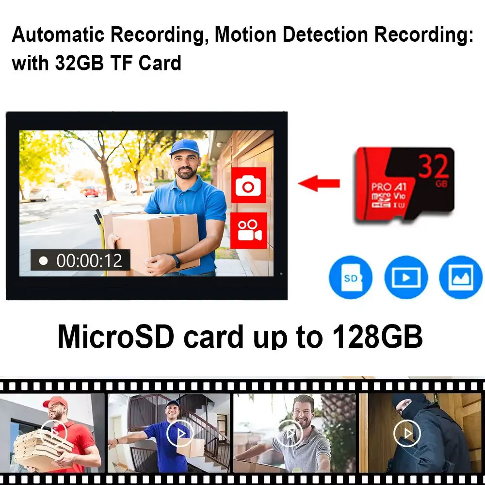 4Wire TUYA Wifi Video Doorbell 1080P 10 Inch Touch Screen Smart APP Home Visual Intercom Kits for RFID Access Control System