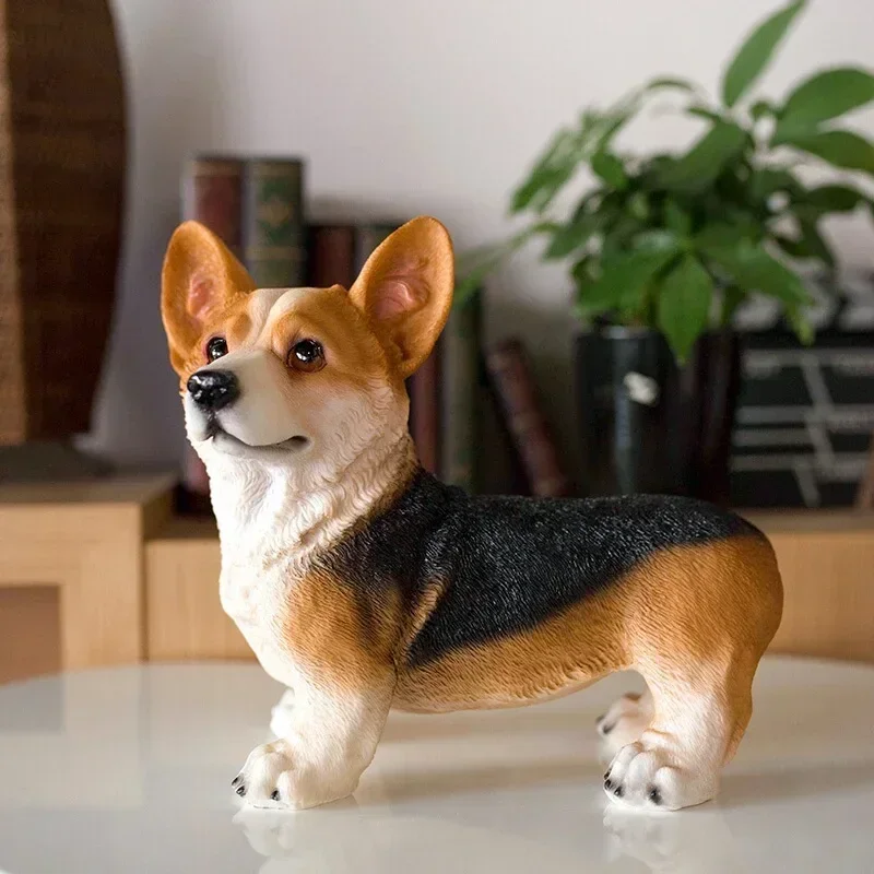 Modern Corgi Dog Figurine Resin Craft Lucky Standing Statue Sculpture for Home And Garden Decor Polyresin Pet-Themed Artwork