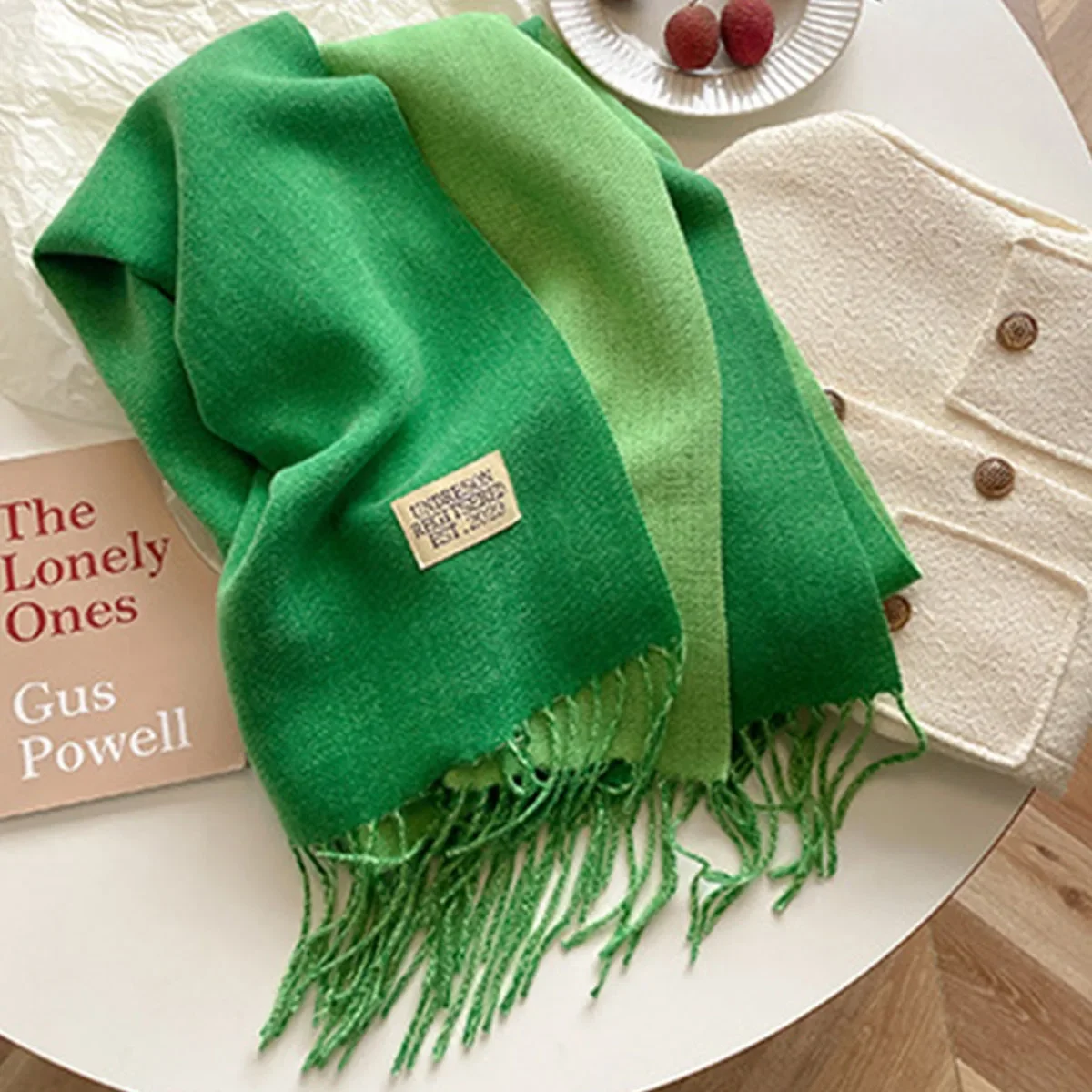 Winter Cashmere Scarf Women Fashion Casual Solid Color Double Side Blue Green Shawl Wraps Blanket Thick Warm Pashmina