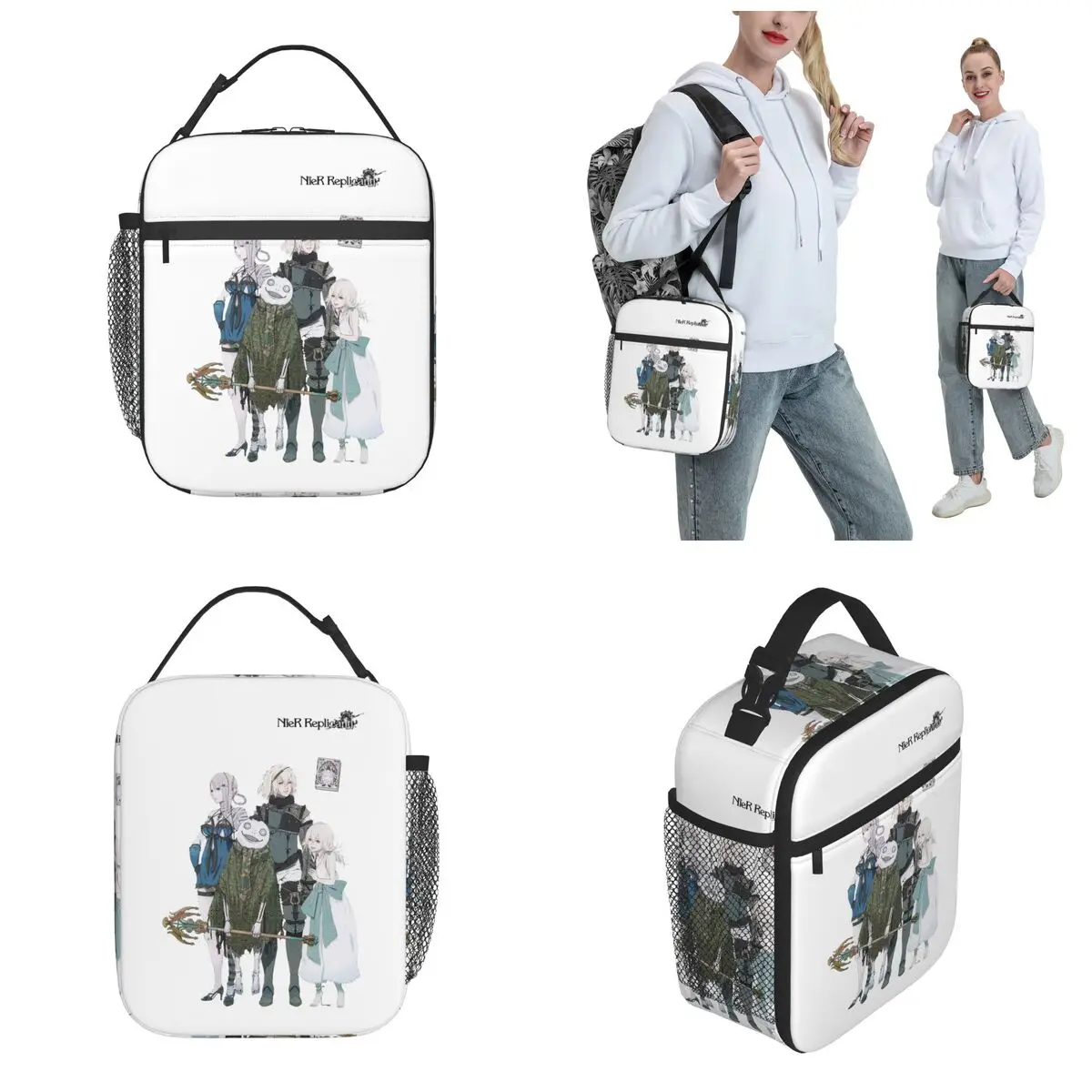 Nier And Friends NieR Automata Game Insulated Lunch Bag Storage Food Box Reusable Cooler Thermal Bento Box For School Office