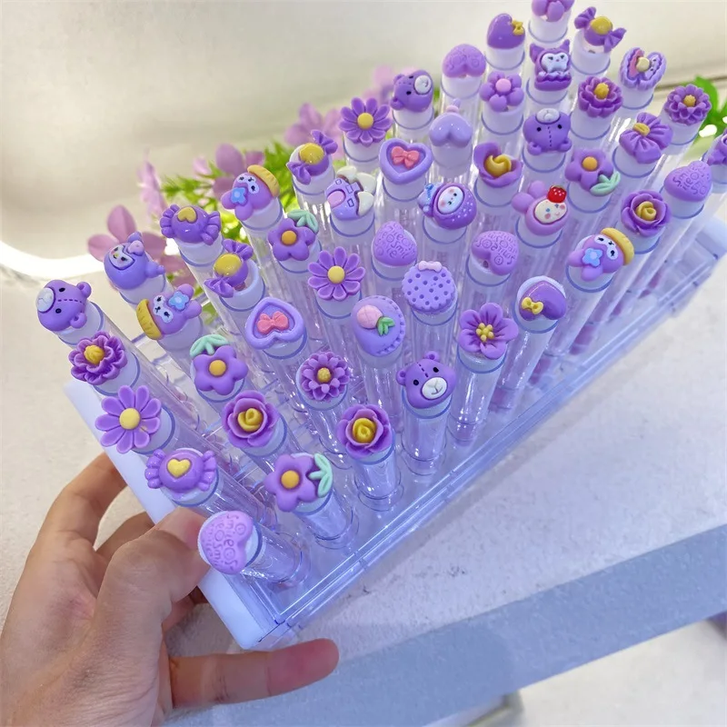 Purple Mini Cartoon Eyelash Brush with Tube Transparent Tube Independent Eyelash Brush Eyelash Beauty Comb (Shipped Randomly)