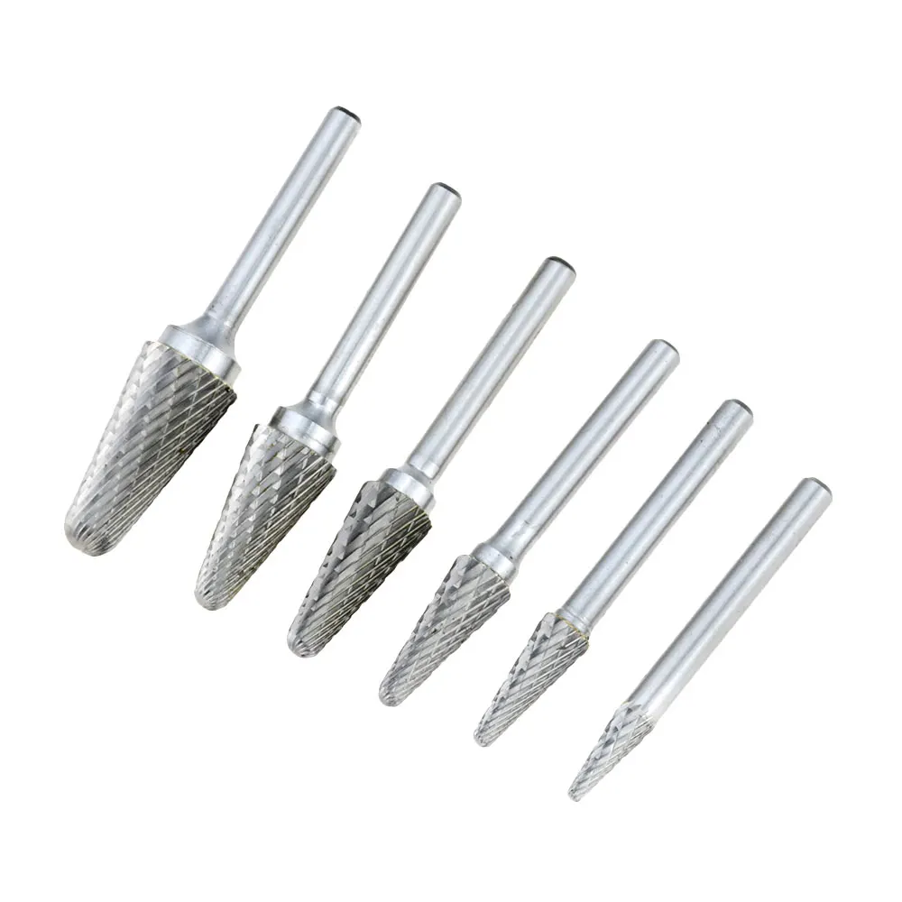 L-Type Alloy Rotary File Conical Double Thread Tungsten Steel Grinding Head Metal Wod Electric Grinding Milling Cutter