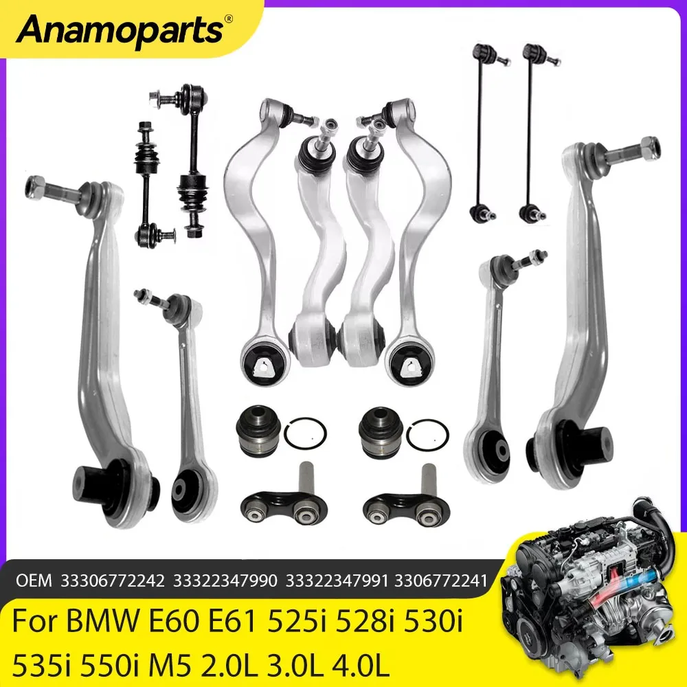 Chassis Parts Front Rear Control Arm Sway Bar Link Suspension Kit Fit 2.0 3.0 4.0 L 06-10 For BMW E60 E61 525i 528i 530i 550i M5