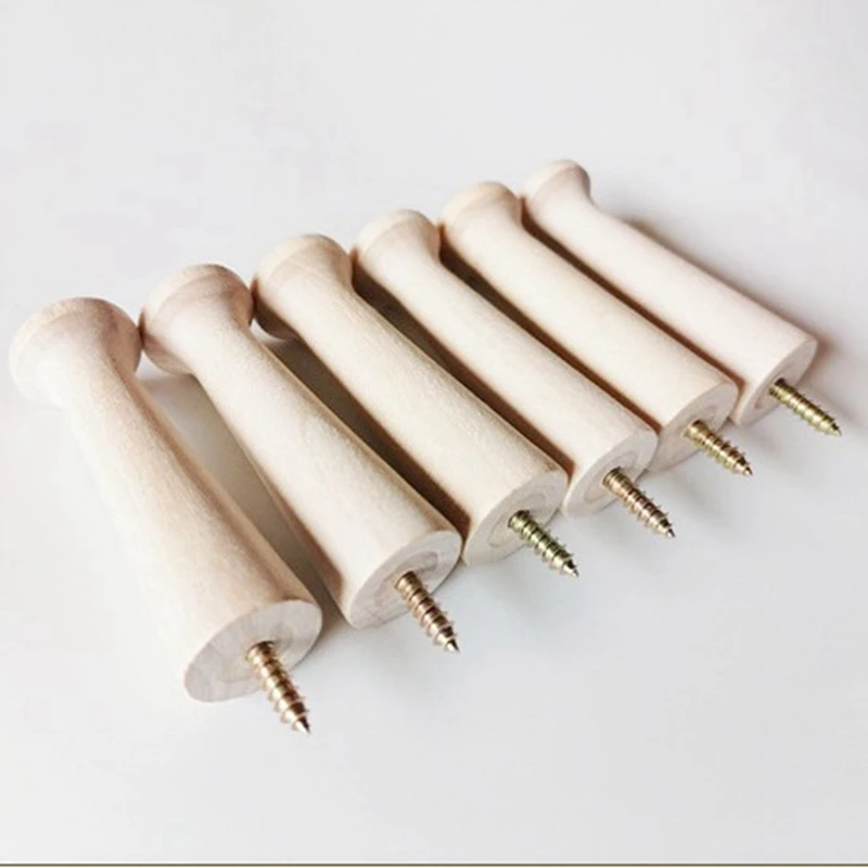ABRE-20Pcs Wooden Shaker Peg Wood Screw-On Shaker Pegs Unfinished Wood Shaker Racks For Hanging Clothes Hats Towel