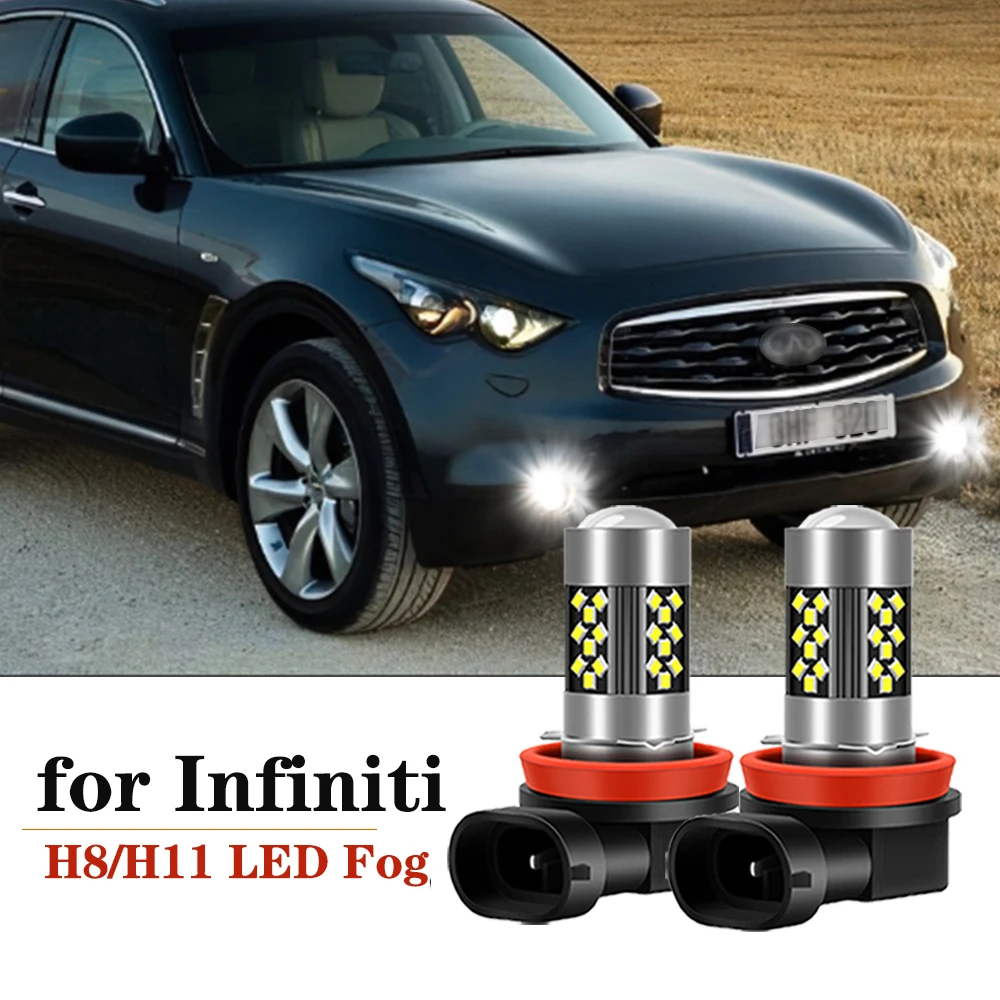 

2x For Infiniti FX35 FX37 FX50 M35 M37 M56 QX50 QX56 QX60 QX70 Q40 Q60 EX35 G25 G37 JX35 LED Fog Light Blub H11 H8 Lamp Canbus