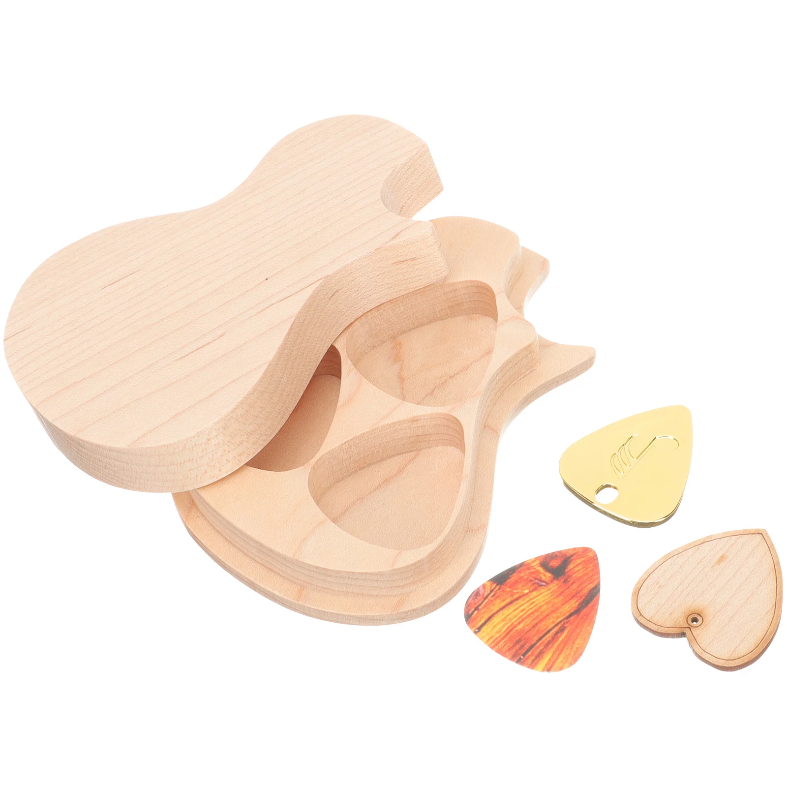

Guitar Shaped Pick Holder Wooden Plectrum Holders Rack Organizer for Picks Storage