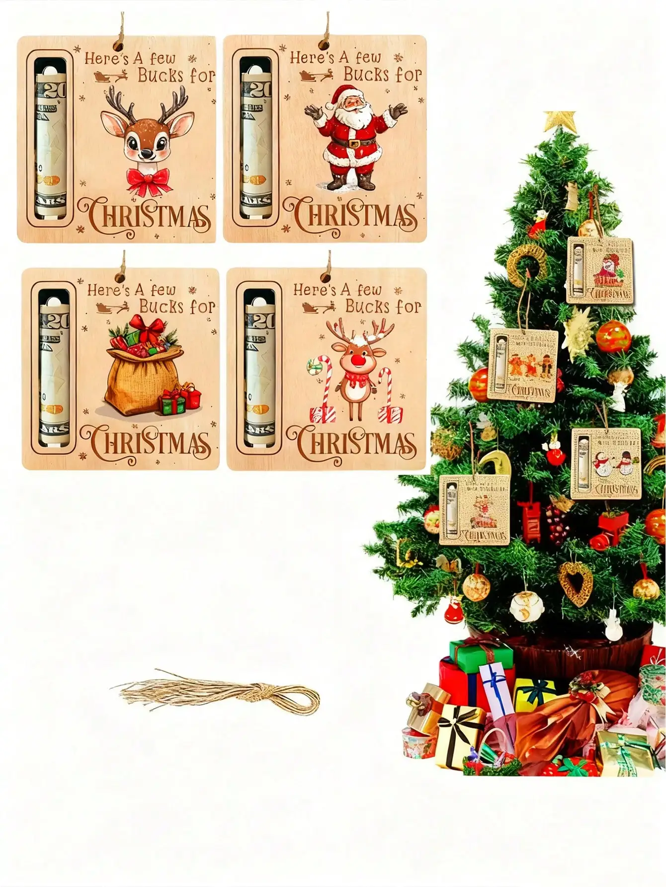 

Рождественские держатели для денег для подарков, держатели для денег для рождественской вечеринки — идеальные наполнители для чулок и декора елки, креативный подарок