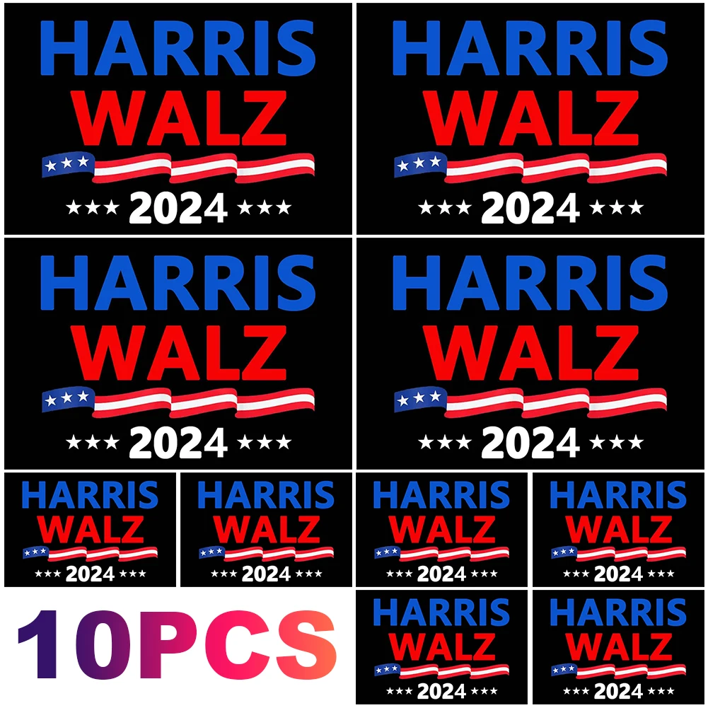 10 Pack Kamala Harris Tim Walz Laptop Bumper Decal 2024 Parody Stickers Harris Walz Support Sticker Decal