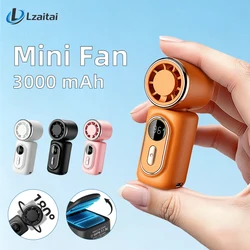 Portable Mini Fan Handheld Small Fans 5 Speeds 3000mAh Cooling Turbo Fan LED Display 180° Adjustable Clip Type-C Rechargeable