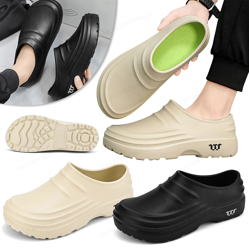 Men Women Chef Shoes Non-slip Waterproof Oil-proof Shoes Comfortable Workers Slippers Outdoor Garden Shoes Fishing Shoes