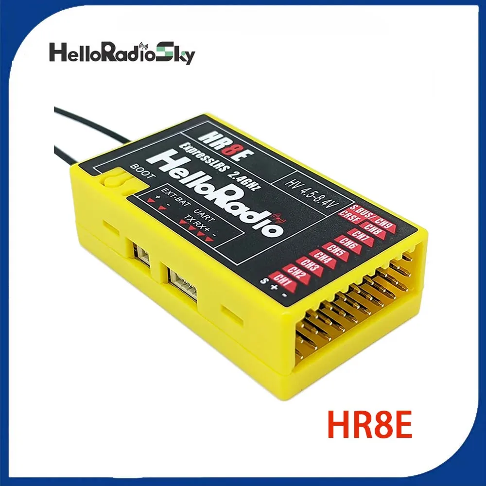 

HelloRadio HR8E ELRS PWM 9CH Receiver 2.4G Fixed Wing Aircraft Model Remote Control Drone Airplane