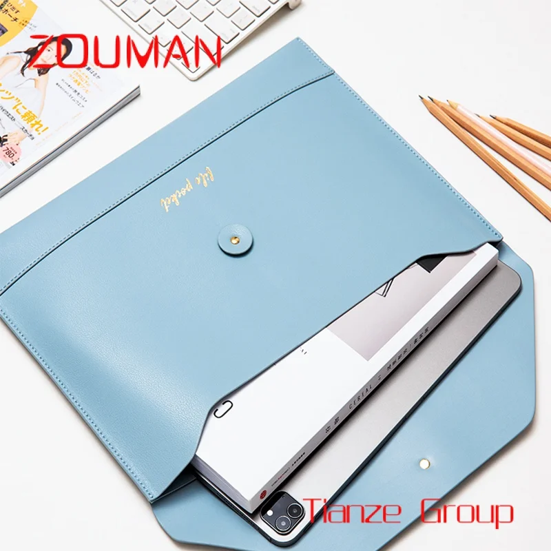 Custom , Custom Logo File Organizer Holder Bag Suspension PU Leather A4 Elastic Closure Folder