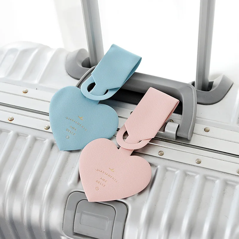 TRIPNUO Simple Heart-shaped Luggage Tags PVC Leather Passport Tags Travel Luggage Label Straps Travel Accessories