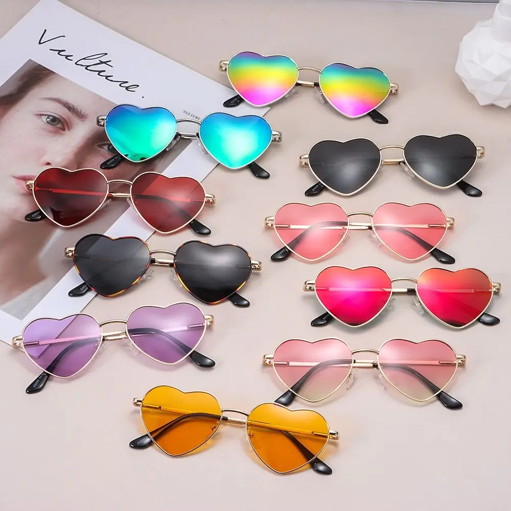 Women Fancy Accessories UV400 Protection Shades Heart-Shaped Sunglasses Heart Sun Glasses 90s Glasses