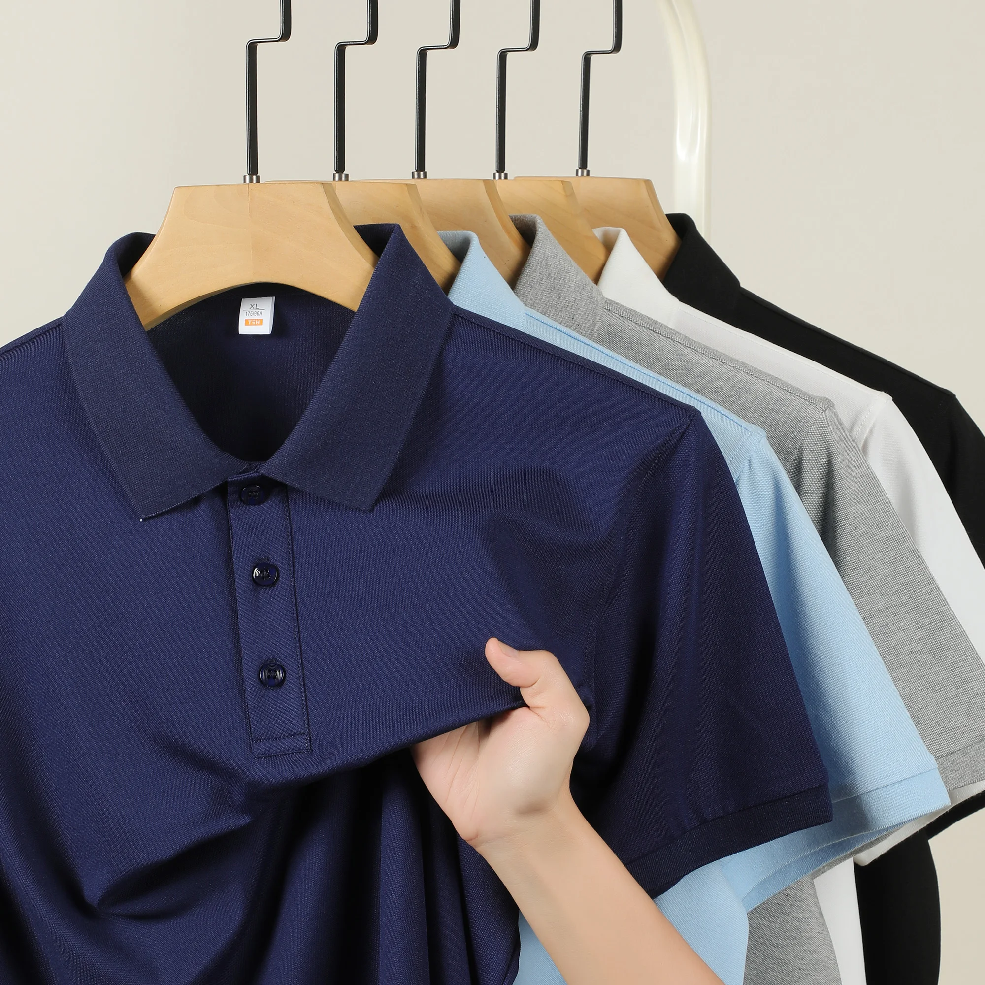 Summer new men's sports sweat-absorbing POLO shirt, classic basic style, versatile and error-free