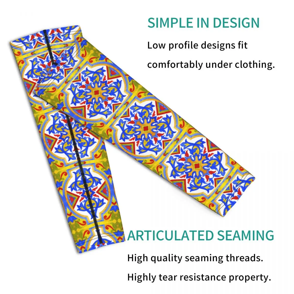 بلاط Azulejo البرتغالي. 3 أكمام للذراع للرجال والنساء للحماية من أشعة الشمس فوق البنفسجية وتغطية الوشم الرياضية والتبريد وركوب الدراجات