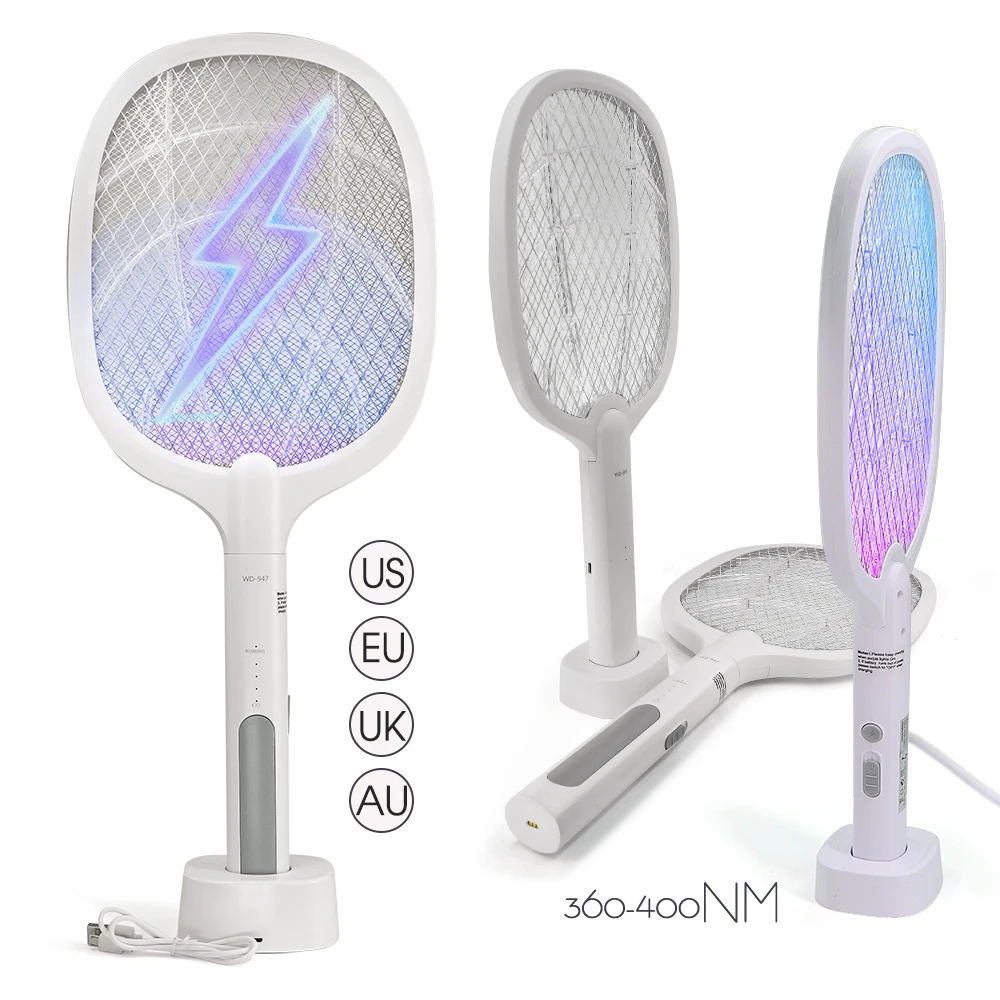 

3-Layer Safety Mesh Smart USB Electric Fly Swatter Racket Bug Zapper Mosquito Zapper Insect Killer Racket Against Home Garden