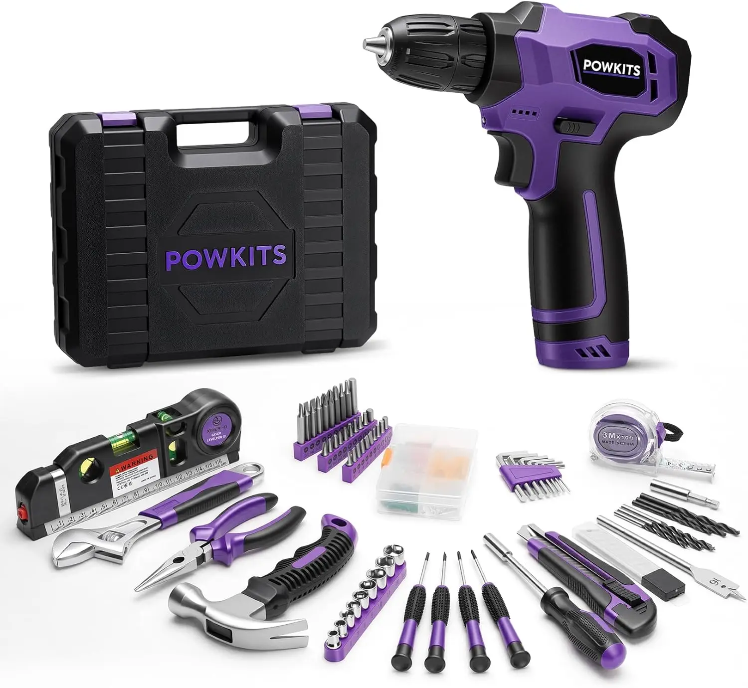 

Tool Kit: 139 PCS Cordless Drill Set with Li-Ion Battery, 8V Power Drill with Type-C Charging, Portable Basic Home Tool Set