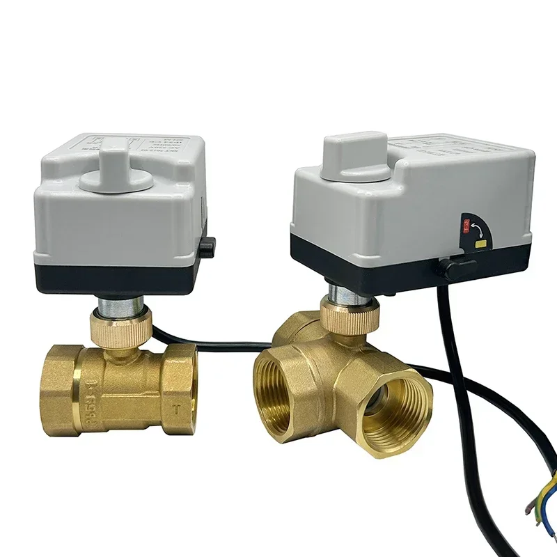 DN15 DN20 DN25 DN50 Brass Motorized Ball Valve 220V 12V 24V 3-Wire 2-Control Electric Actuators with Manual Switch Water Heating