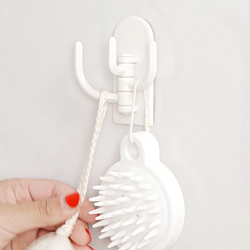 4個入り 頑丈なプラスチック製ドアフック 回転式 キッチン吊り下げオーガナイザー キャビネット収納ホルダー クローゼット用ドアフック