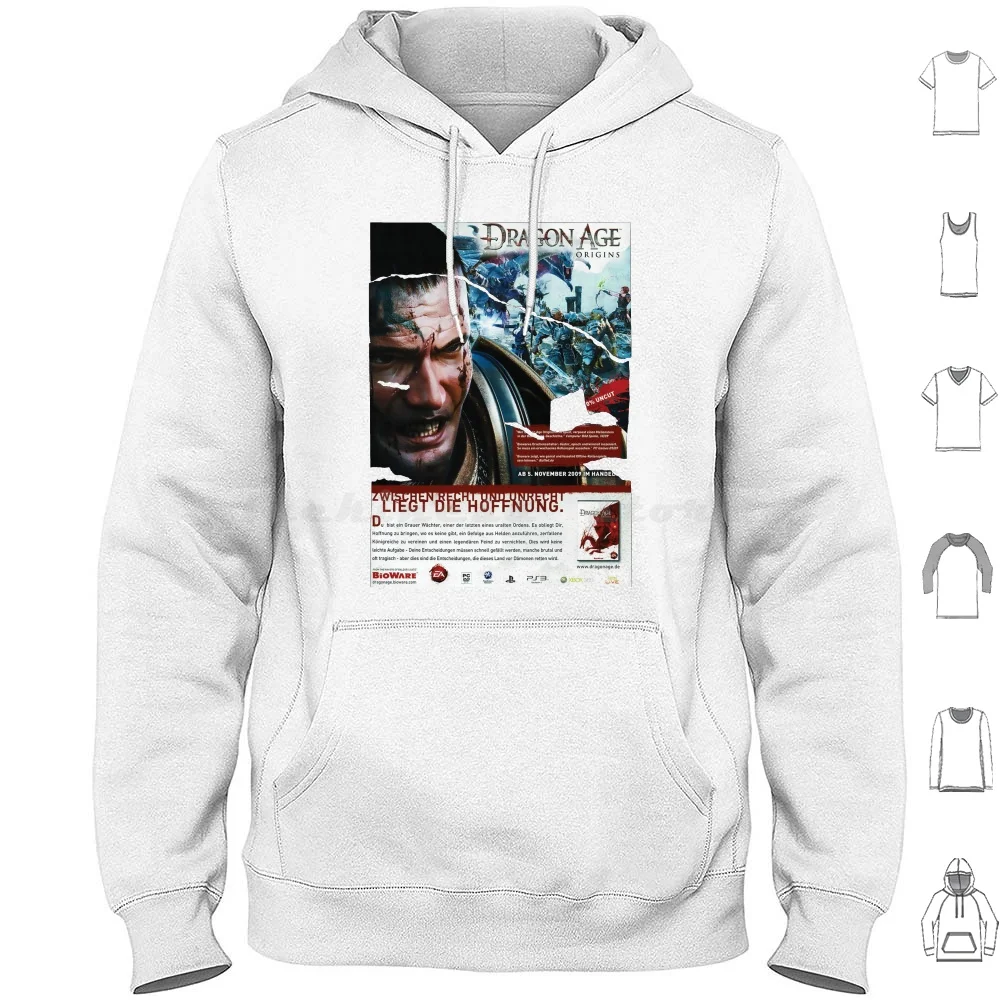 Retro Game Poster Age Dragon Origins | Retro 00S 2000S Y2K Millennial | Inquisition Ii Kirkwall Hoodies Long Sleeve