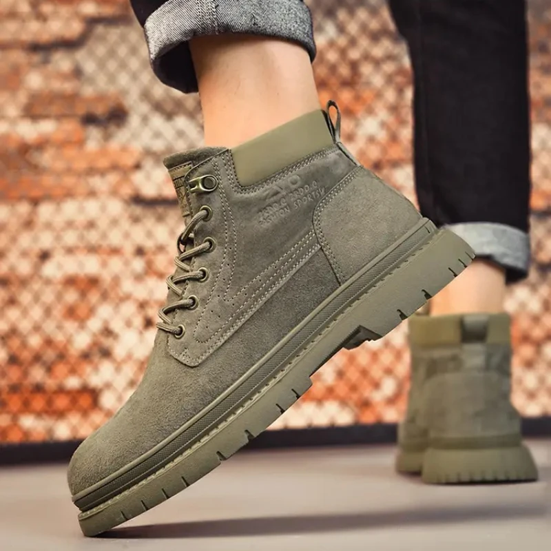 

Сенс дизайна, интернет-знаменитости, уличные ботинки, увеличивающие рост на толстой подошве, мужские универсальные модные рабочие ботинки-локомотивы