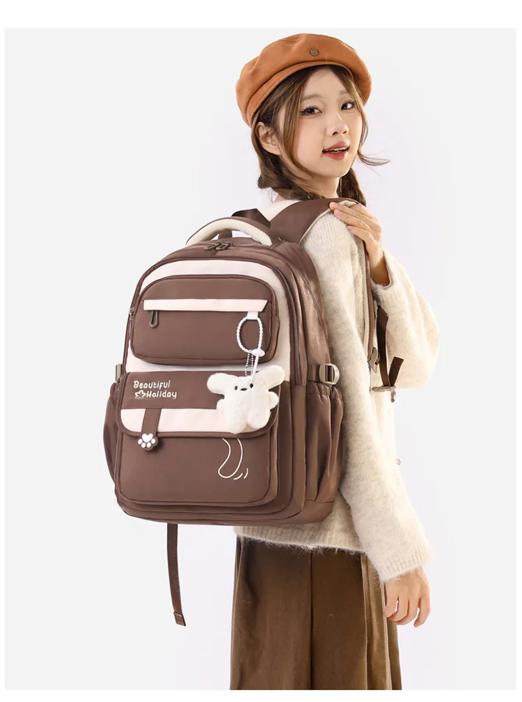 Middle School Backpack for Girls Large Capacity Bookbag Lightweight Fashion Student Backpack Simple Modern School Bags for Teens