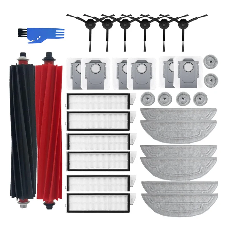 

A55X-33PCS For Roborock S8 Maxv Ultra G20s Robot Vacuum Parts Main Side Brushes Mop Cloths HEPA Filters Dust Bags Accessories