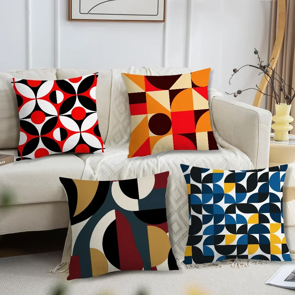 Colorful Abstract Geometric Pattern Pillow Case Living Room Accent Couch Back Support Square Lounge Restful Nap Companion