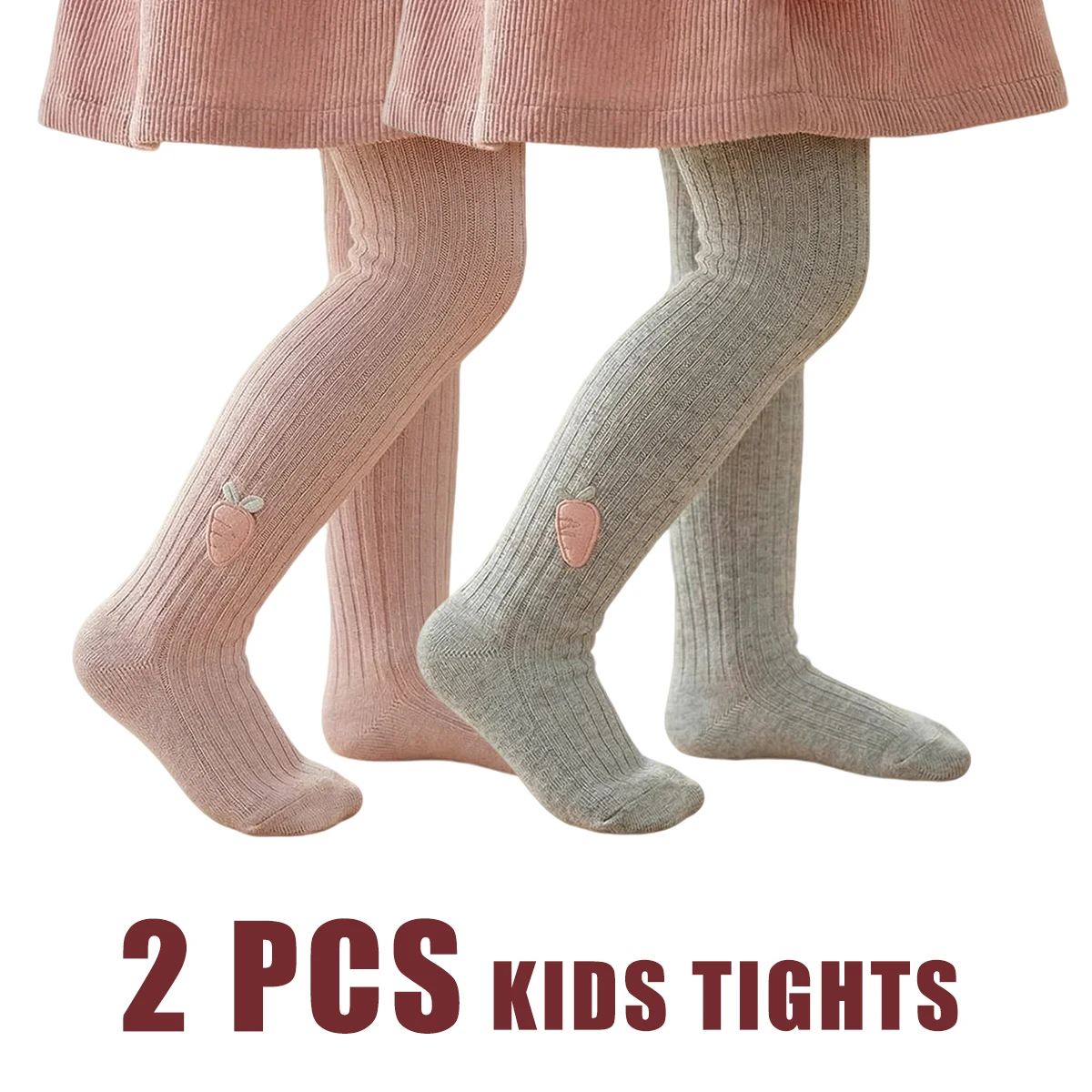 2 PCS Kids' Tights, Stretchy Solid Color Leggings Solid Color Socks for Baby Girl's Toddler – Soft, Stretchy, and Medium Thick