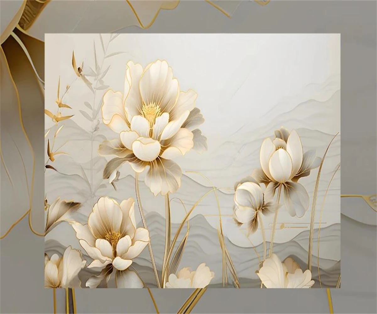 Custom size mural new Chinese TV background wall mural photos Large flowers HD decorative painting tapestry 3d wallpaper