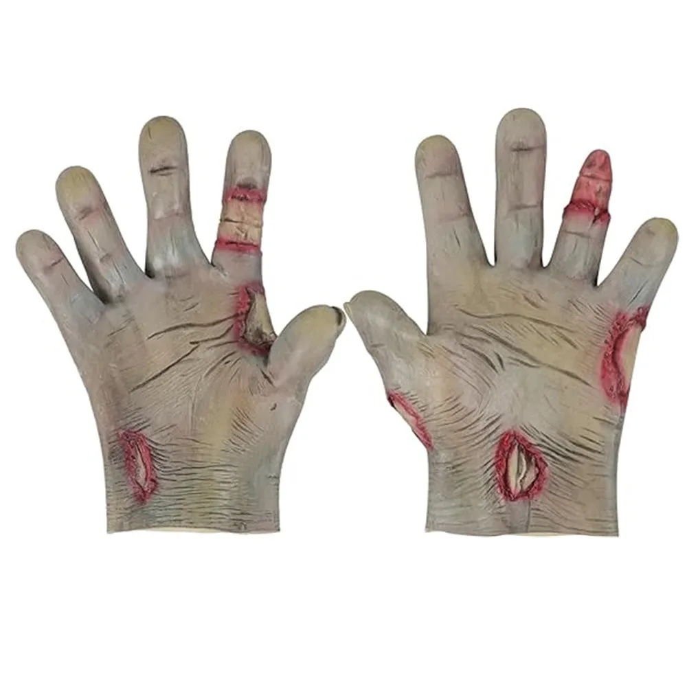 Gants Mains de Zombie Ensanglantées en Latex – photo 4