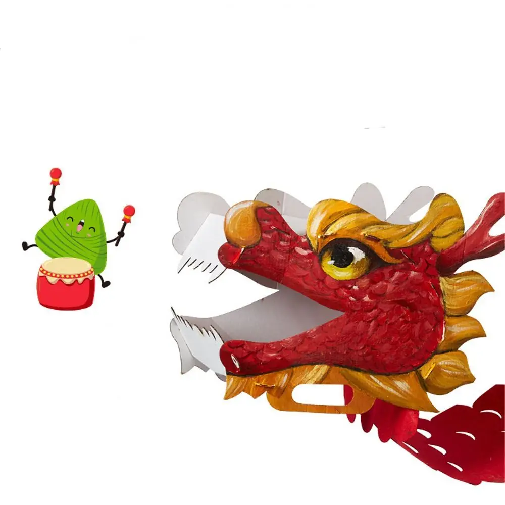 

Funny Paper Chinese Dragon Head Mask 3D Handmade Dragon Dance Craft Kit DIY Traditional Dragon Boat Racing Dragon Boat Festival