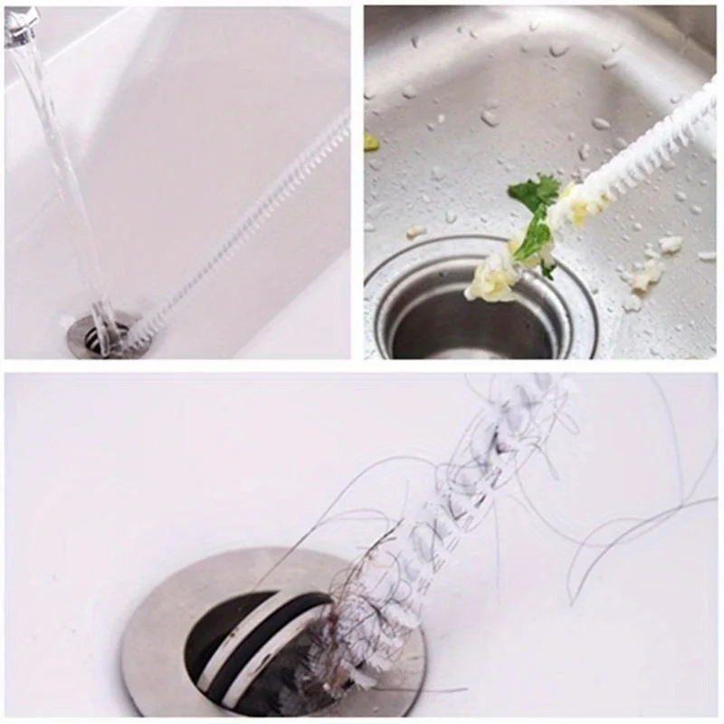 2PCS Sewer Cleaning Brush Bendable Kitchen Sink Tub Toilet Dredge Pipe Snake Brush Tools