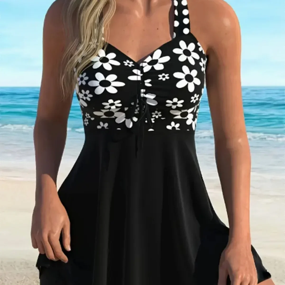 2025 신상 탱키니 수영복 세트 슬림핏 분리형 스커트 스타일 여성 수영복 사각 팬츠 크로스보더 여성 비키니