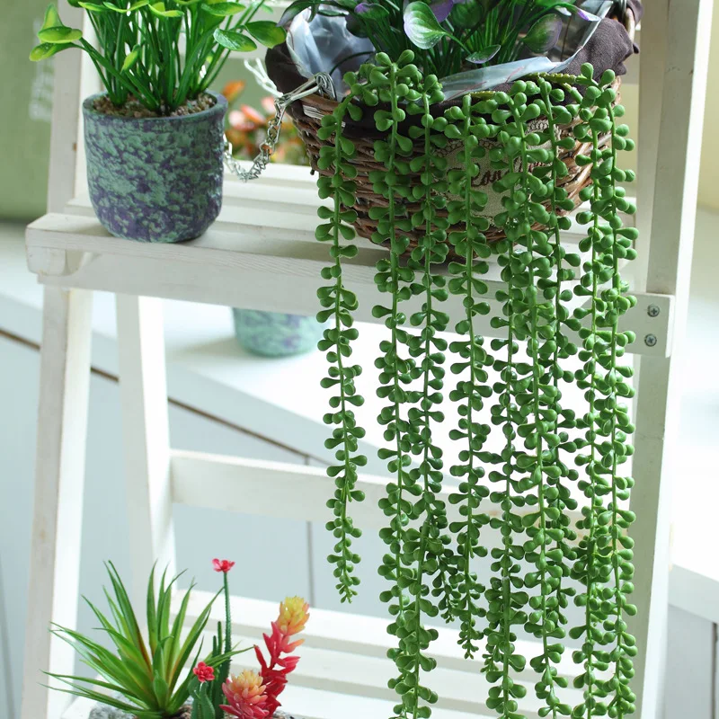 Artificial Succulents Hanging Plants 72cm/28.3in Fake Succulents String of Pearls Faux Succulentsfor Home Office Indoor Decor